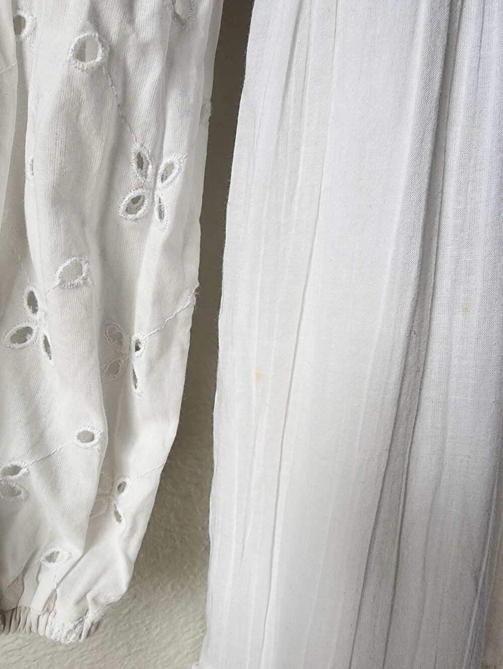Aerie Smocked Tiered Bodice Eyelet Midi Dress Size Small In White - Picture 4 of 9
